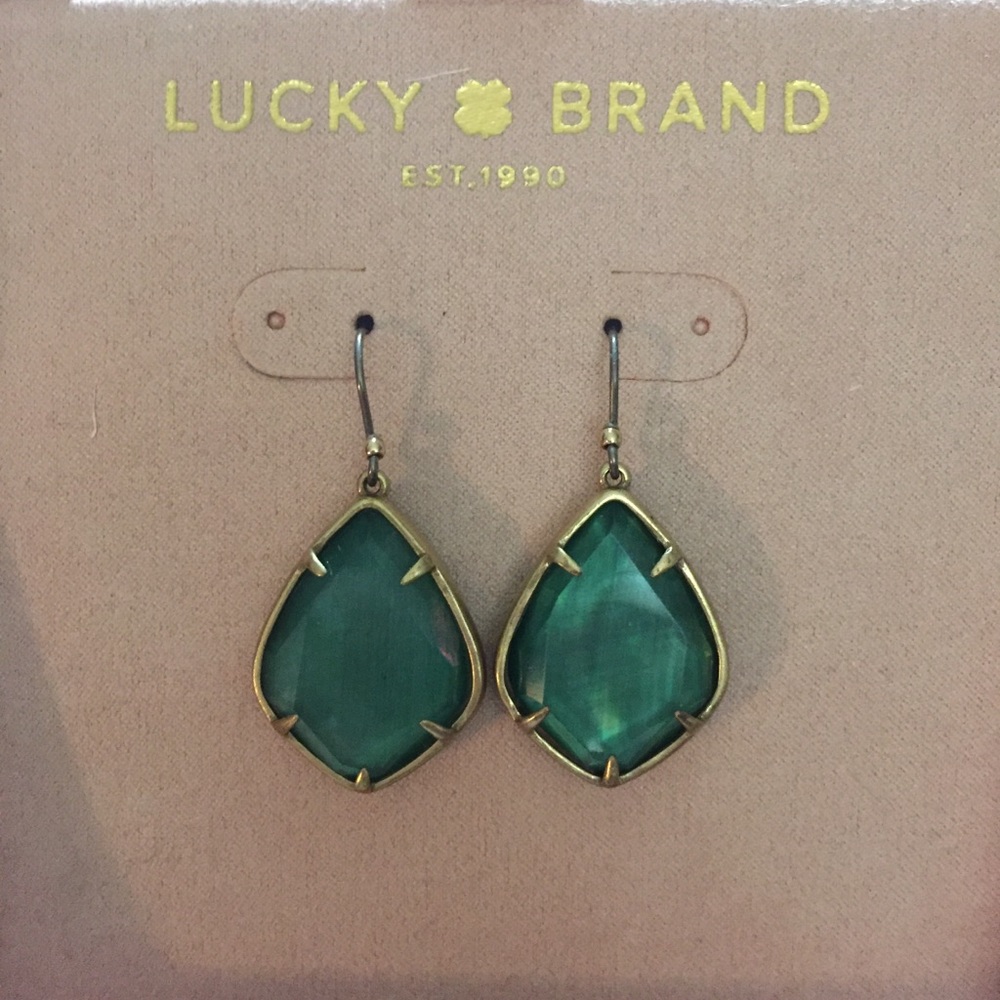 Lucky Brand green & gold earrings new w/ box - Picture 9 of 13
